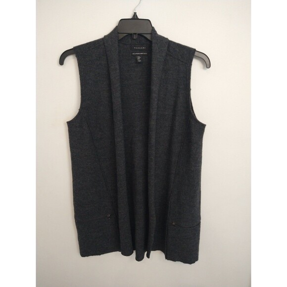 Tahari 100% Merino Wool Sleeveless Dark gray medium vest - Picture 1 of 9